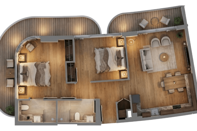 Modern 2 Bedroom Apartment with Park View | Manarina by Zenith Dubai South