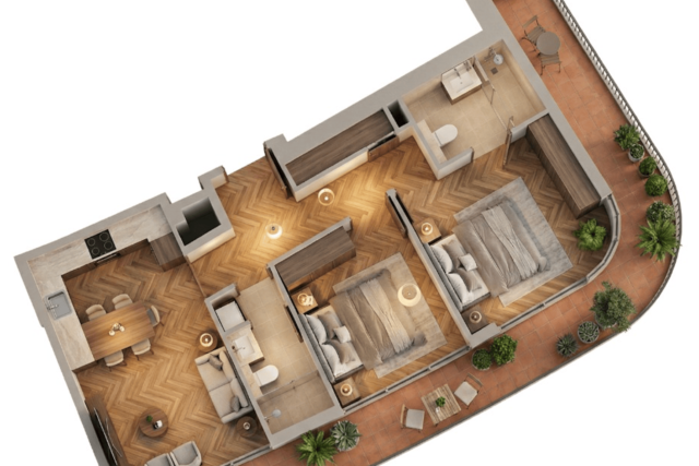 Modern 2 Bedroom Apartment with Pool View | Manarina by Zenith Dubai South