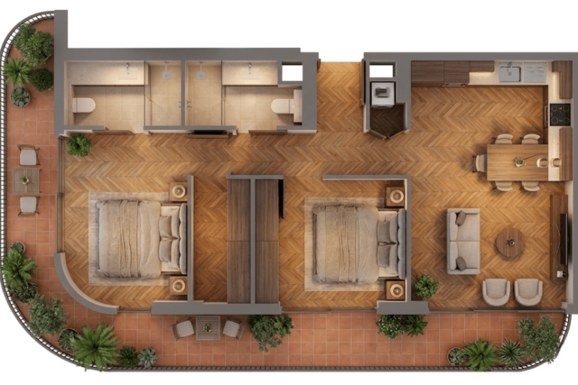 Modern 2 Bedroom Apartment on Floor 6 | Manarina by Zenith Dubai South