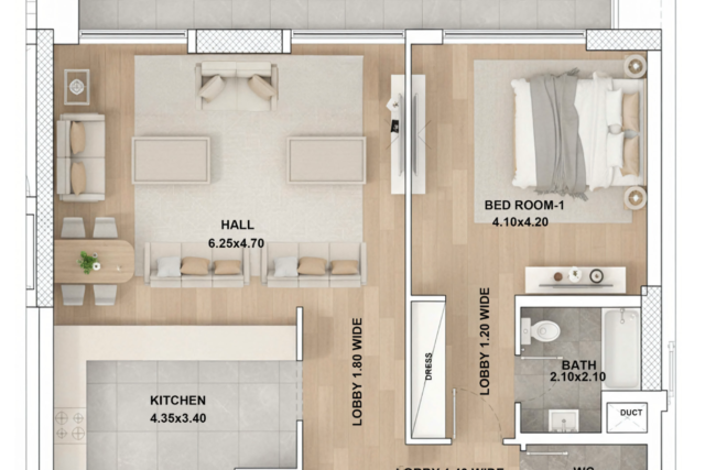Luxury Furnished 1 Bedroom Apartment with Large Balcony | RR Grand Dubai South Unit 110