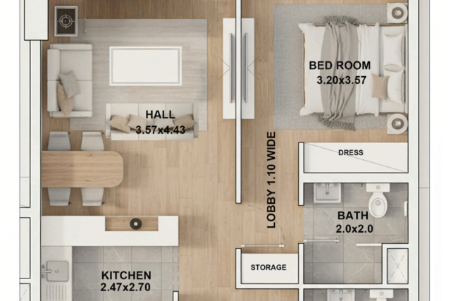 Premium Furnished 1 Bedroom Apartment on Floor 2 | RR Grand Dubai South Unit 204